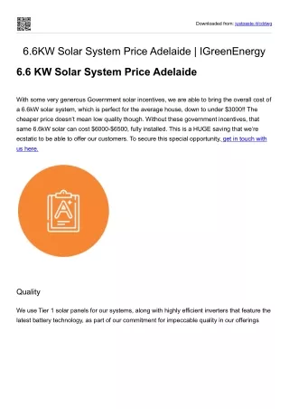 6.6KW Solar System Price Adelaide IGreenEnergy