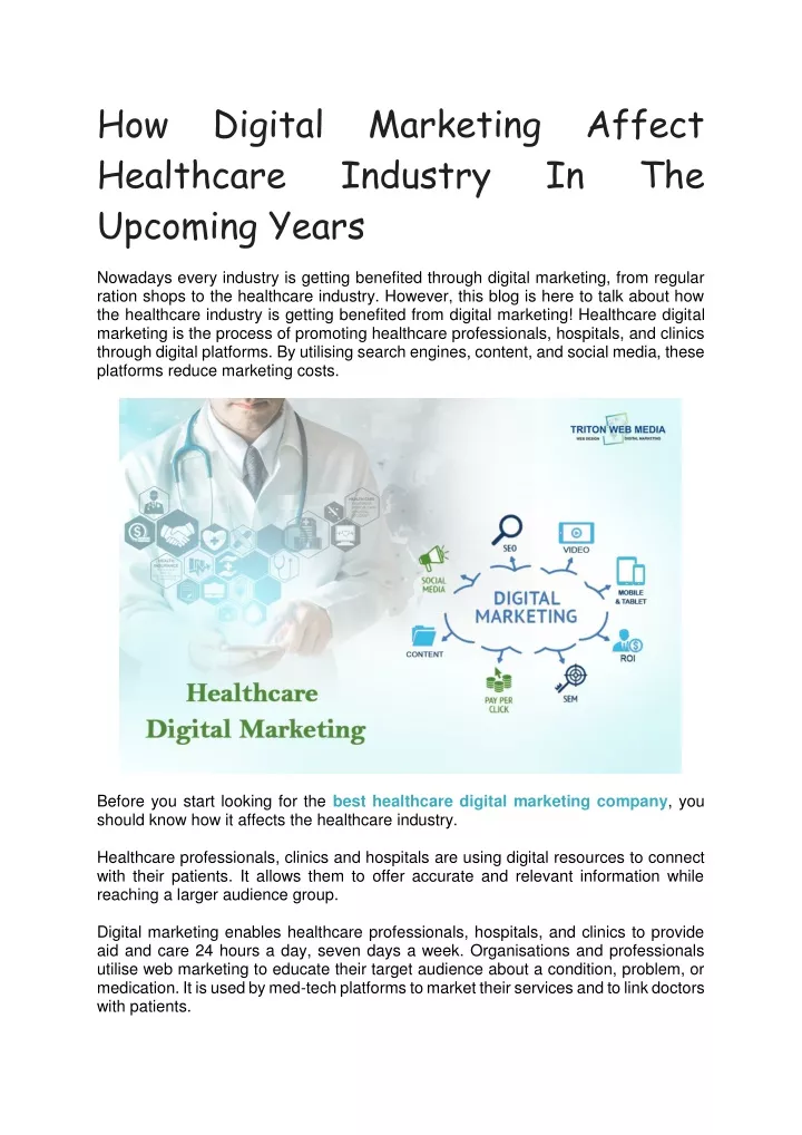how healthcare upcoming years