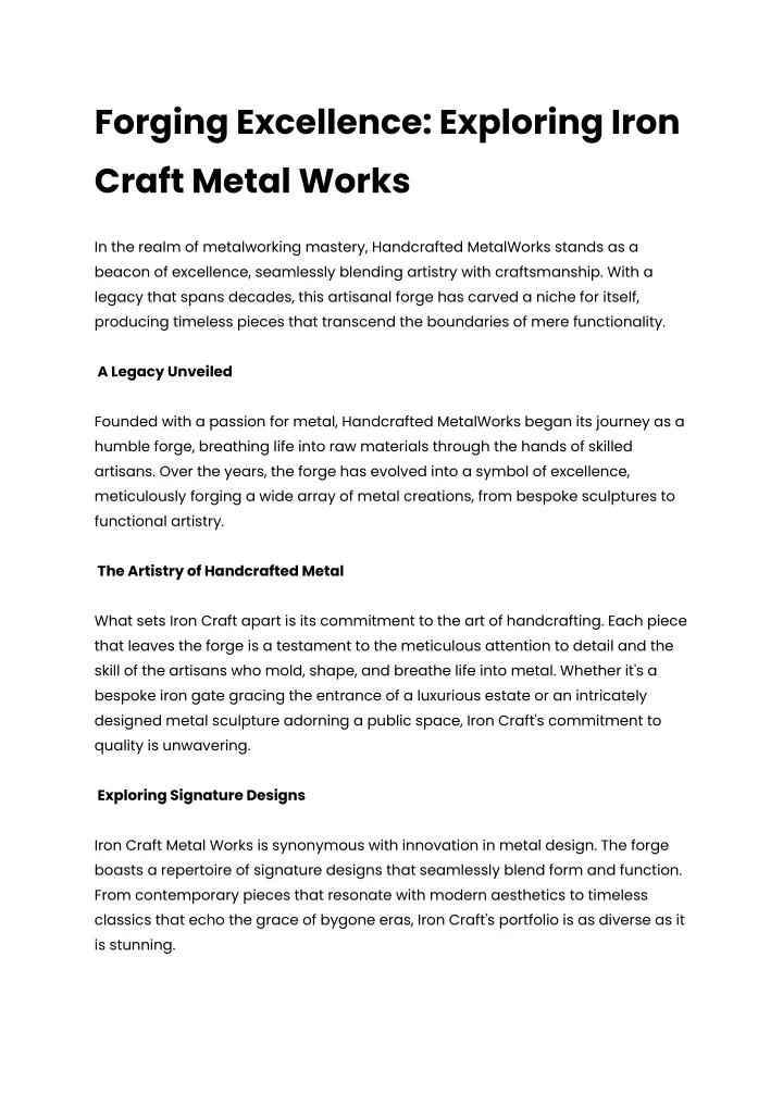 forging excellence exploring iron craft metal