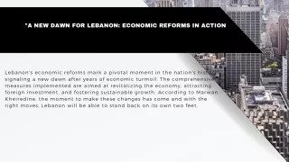 Marwan Kheiredine | A New Dawn for Lebanon: Economic Reforms in Action