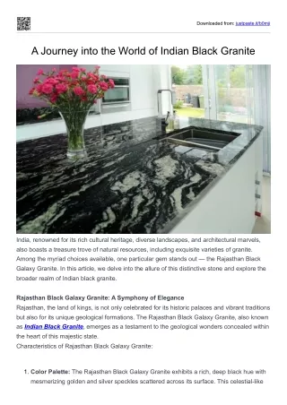 A Journey into the World of Indian Black Granite