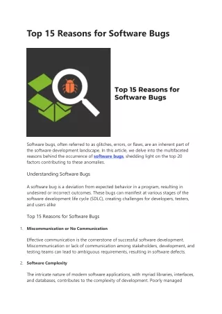 Top 15 Reasons for Software Bugs