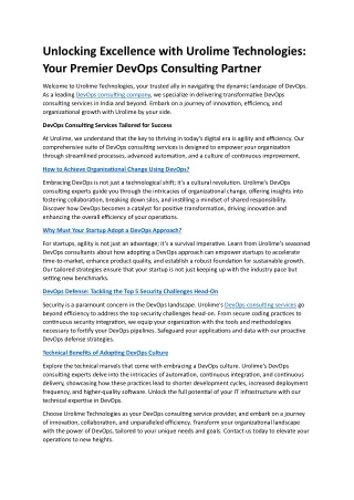 unlocking excellence with urolime technologies