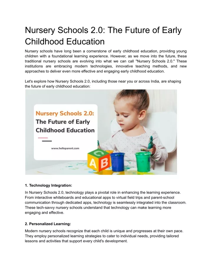 nursery schools 2 0 the future of early childhood