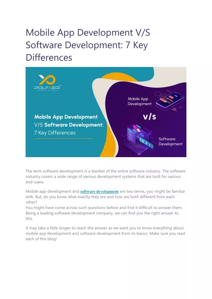 mobile app development v s software development