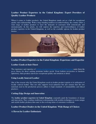 Leather Product Exporters in the United Kingdom
