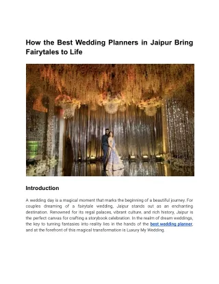 How the Best Wedding Planners in Jaipur Bring Fairytales to Life