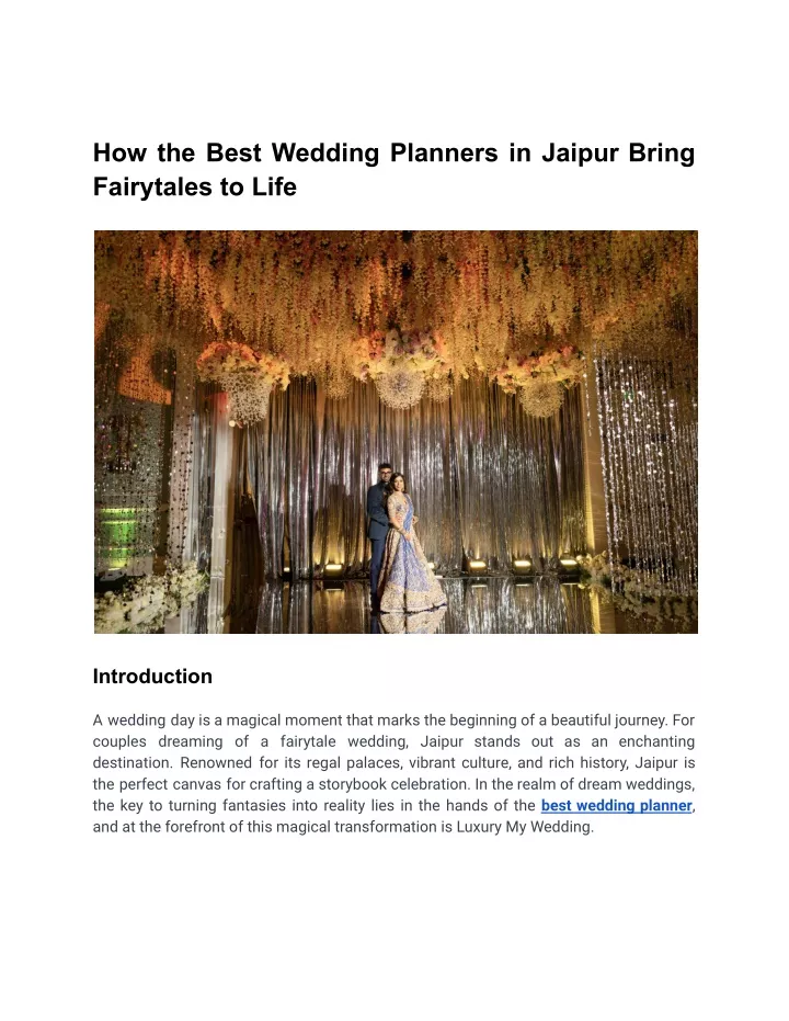 how the best wedding planners in jaipur bring
