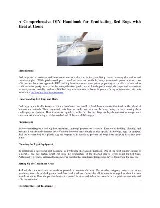 A Comprehensive DIY Handbook for Eradicating Bed Bugs with Heat at Home