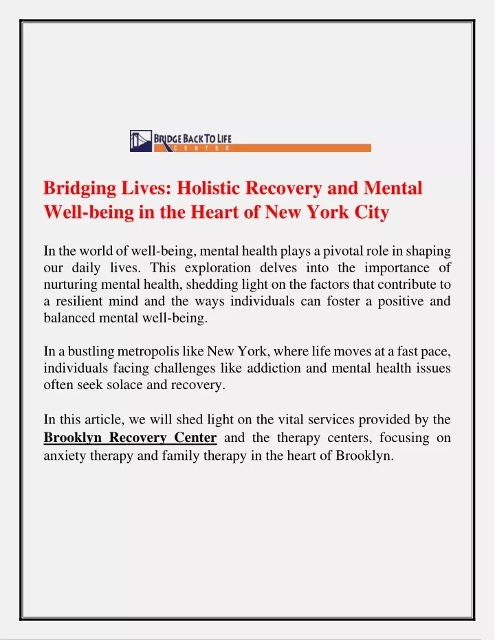 bridging lives holistic recovery and mental well