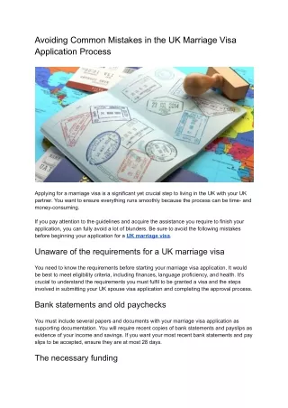 Avoiding Common Mistakes in the UK Marriage Visa Application Process