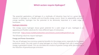 Which sectors require Hydrogen