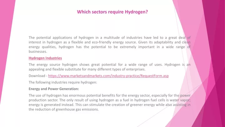 which sectors require hydrogen