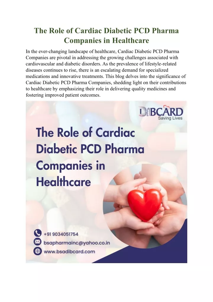 the role of cardiac diabetic pcd pharma companies
