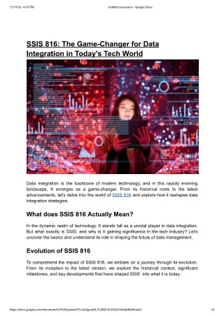 SSIS 816-The Game-Changer for Data Integration in Today's Tech World