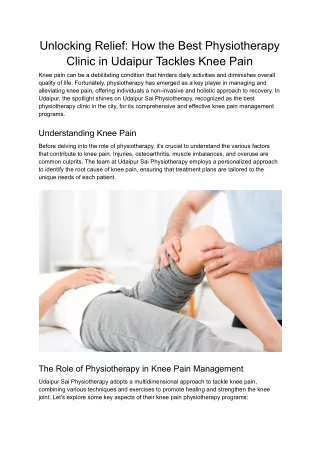 Unlocking Relief_ How the Best Physiotherapy Clinic in Udaipur Tackles Knee Pain