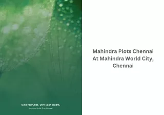 Mahindra Plots Chennai - Its A Place Where Nature