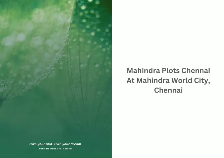 mahindra plots chennai at mahindra world city