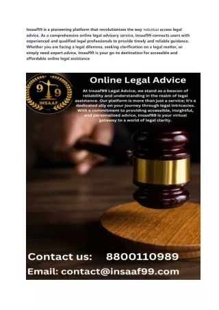 Insaaf99 - Your Gateway to Online Legal Advice