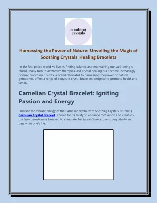 Harnessing the Power of Nature Unveiling the Magic of Soothing Crystals' Healing Bracelets