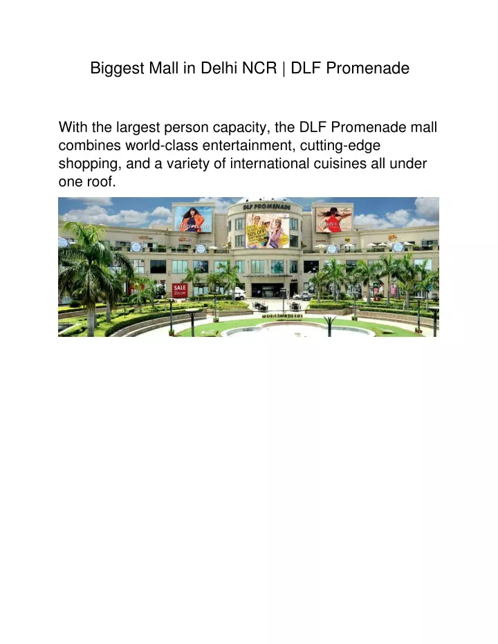 biggest mall in delhi ncr dlf promenade