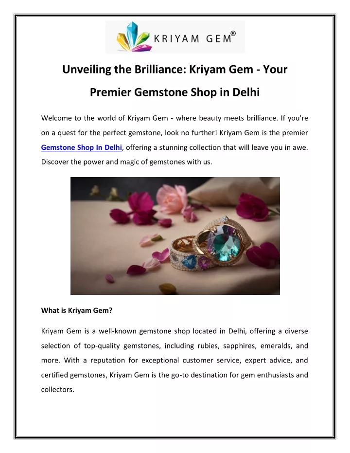 unveiling the brilliance kriyam gem your