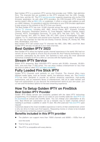 best golden iptv is a premium iptv service that
