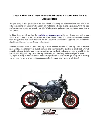 Buy Bike Performance Parts in India