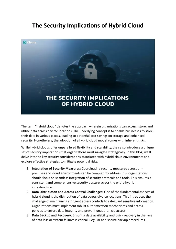 the security implications of hybrid cloud