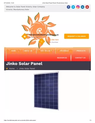 Jinko Solar Power Panel  Revolutionary Solar