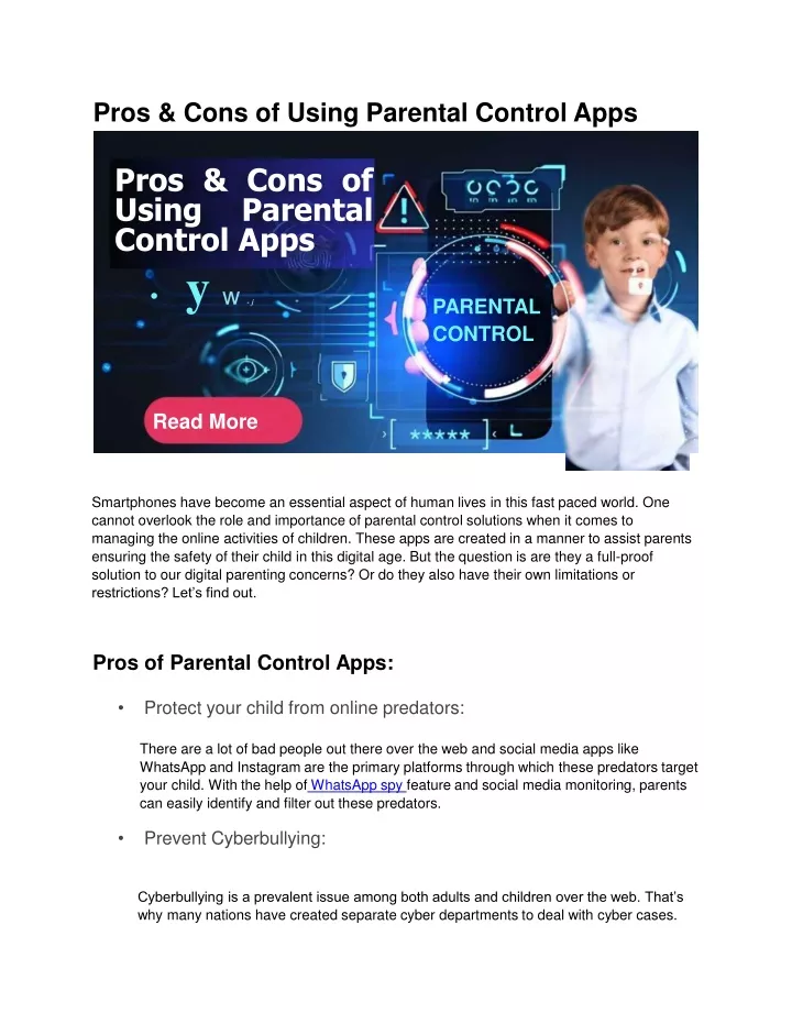 pros cons of using parental control apps