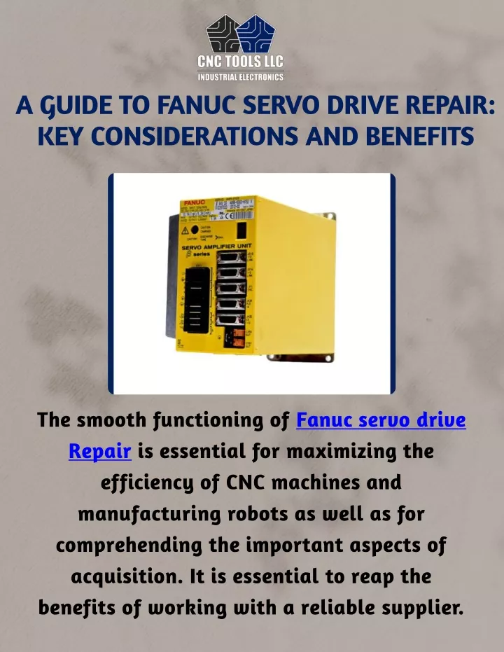 a guide to fanuc servo drive repair