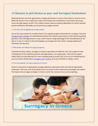 12 Reasons to pick Greece as your next Surrogacy Destination!