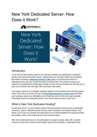 New York Dedicated Server_ How Does it Work_