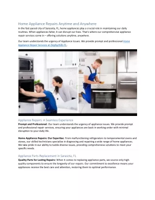 Home Appliance Repairs Anytime and Anywhere