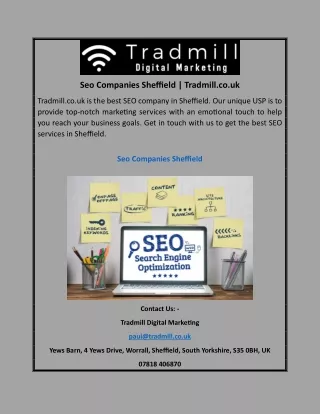 Seo Companies Sheffield | Tradmill.co.uk