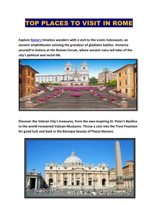 TOP PLACES TO VISIT IN ROME