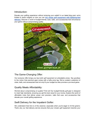 Buy cheap golf equipment with lightning fast delivery