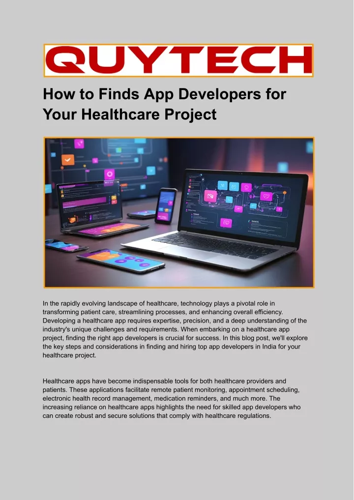 how to finds app developers for your healthcare