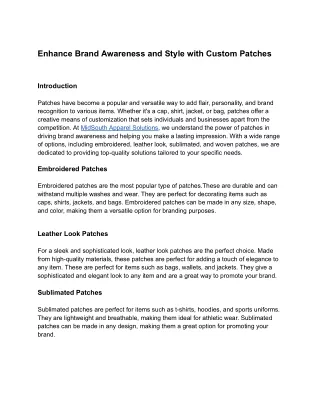 Enhance Brand Awareness and Style with Custom Patches