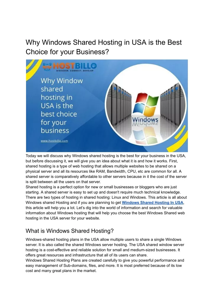 why windows shared hosting in usa is the best