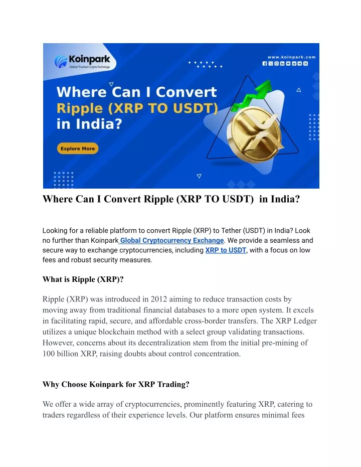 where can i convert ripple xrp to usdt in india