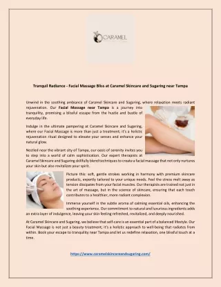 Tranquil Radiance - Facial Massage Bliss at Caramel Skincare and Sugaring near Tampa