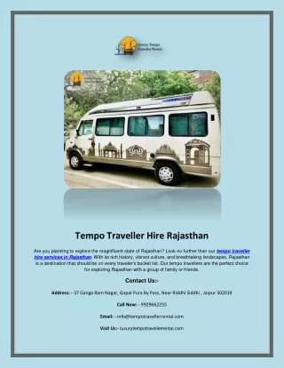 Tempo Traveller Hire Rajasthan - luxurytempotravellerrental.com