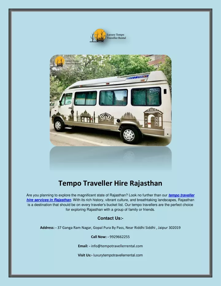 tempo traveller hire rajasthan