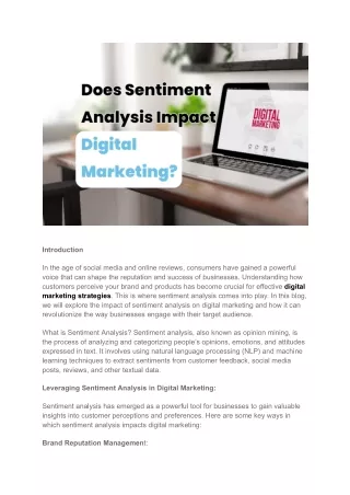 Digital Marketing - The Impact of Sentiment Analysis