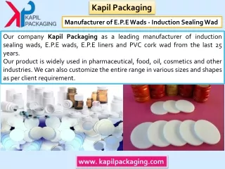 Manufacturer of E.P.E Wads - Induction Sealing Wad in India