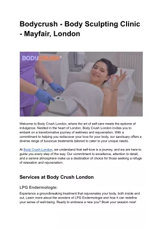 Bodycrush - Body Sculpting Clinic - Mayfair, London