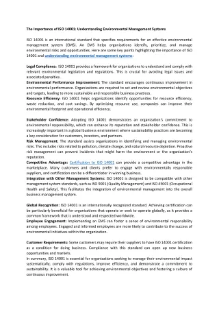 the importance of iso 14001 understanding