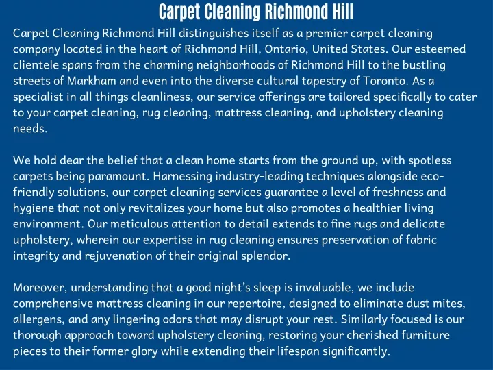carpet cleaning richmond hill